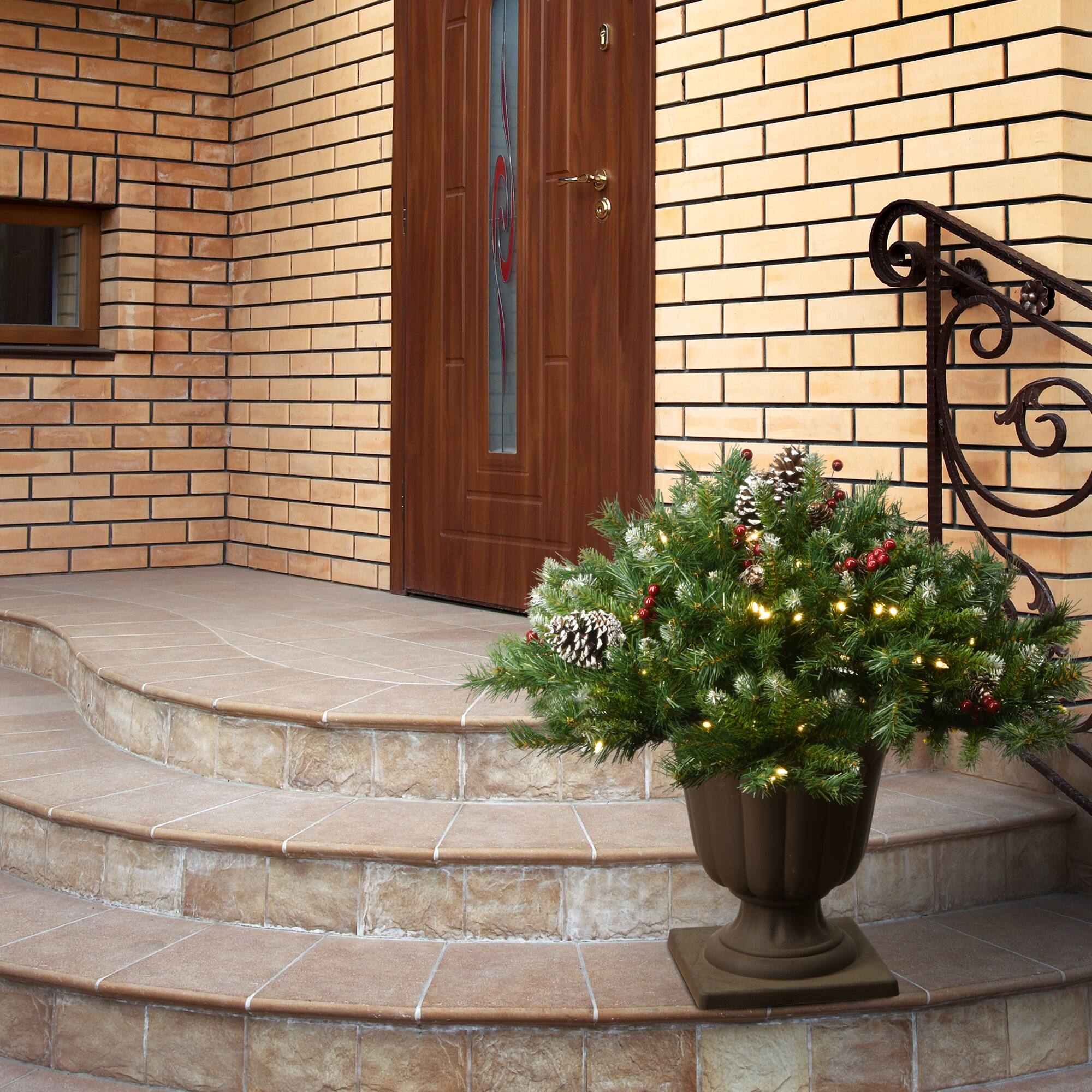 33" Pre-Lit Frosted Berry Urn Filler